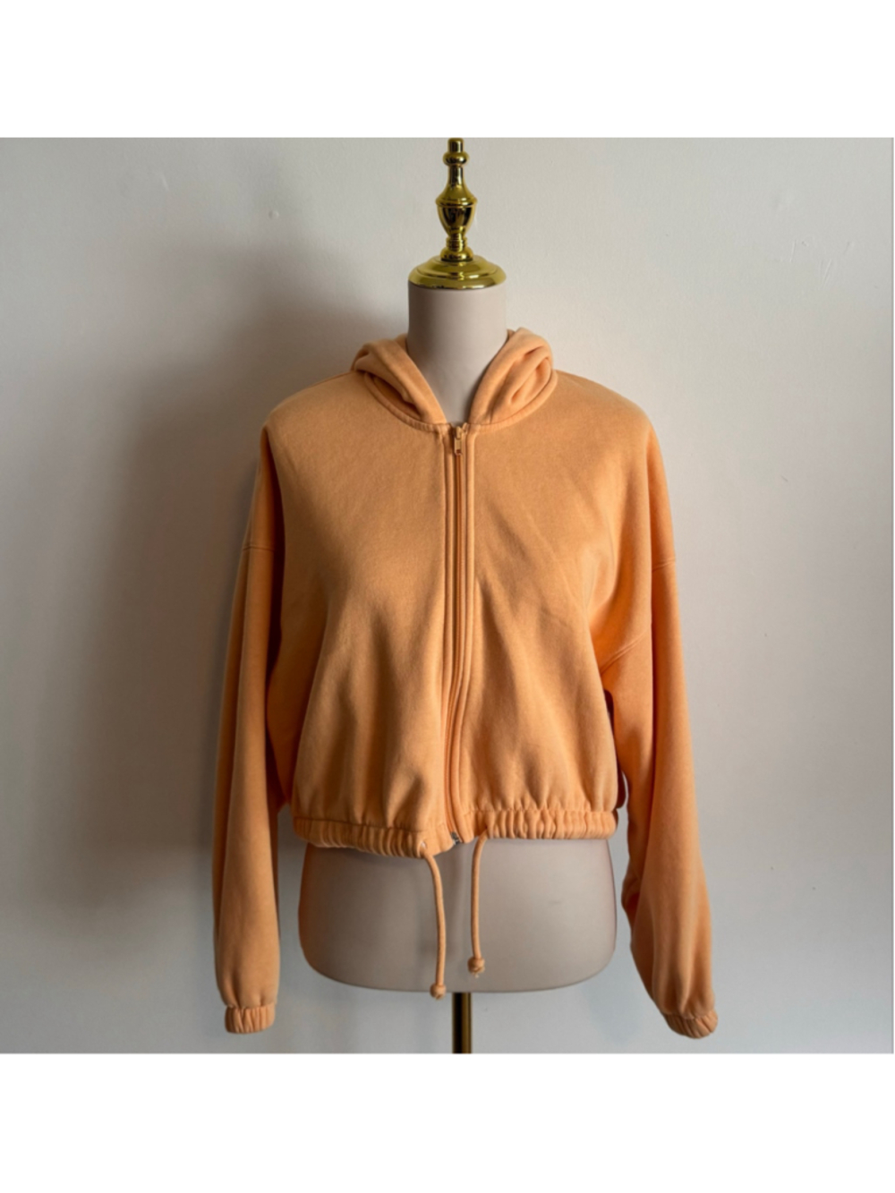 Women's H&M Orange Zip-Up Cropped Hoodie Size M